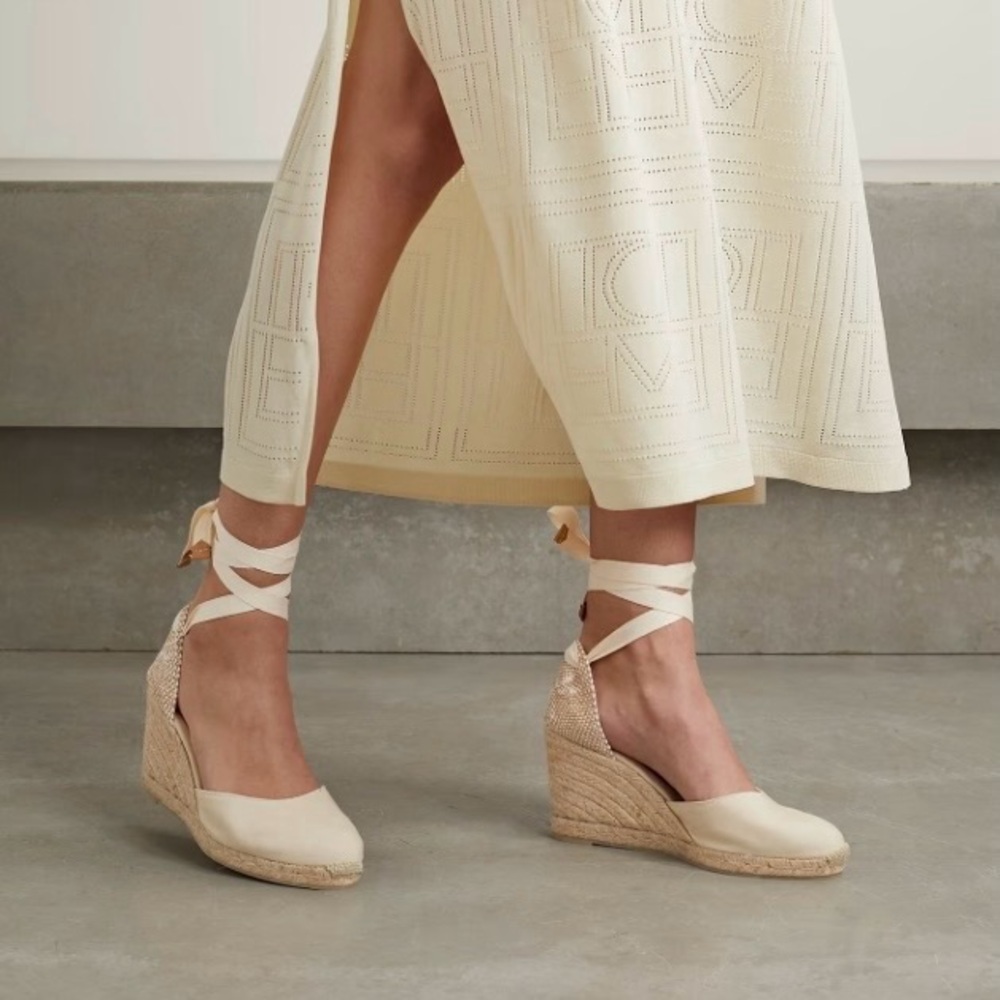 Castaner Carina 80 Ivory Lace up espadrilles Heels